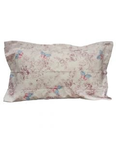 Pillow cases (x2), 80% cotton/ 20% polyester, white/ pink flower, 50x80 cm