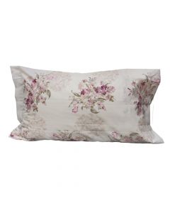 Pillow cases (x2), 80% cotton/ 20% polyester, beige with flowers, 50x80 cm