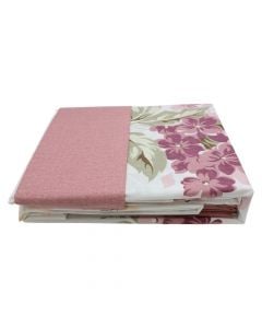 HomeLife bedlinen set, double, 20% polyester/ 80%cotton, purple with flowers, 240x240cm; 160x190 cm; 50x80 cm (x2)