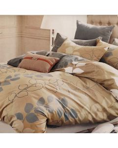 Quilt, single, 80% cotton/20% polyester, beige with flowers, 160x230 cm, 350 gr/m²