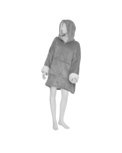 Throw hooded flannel, S-M, polyester, grey, 70xH106 cm