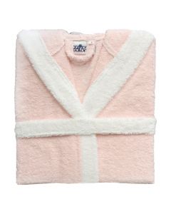 Bathrobe, for girls, cotton, pink/white, 350 gr (age 6 years)