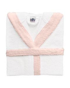 Bathrobe, for girls, cotton, white/pink, 350 gr (age 6 years)