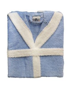Bathrobe, for boys, cotton, blue/white, 350 gr (age 6 years)