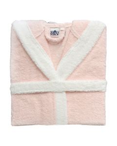 Bathrobe, for girls, cotton, pink/white, 350 gr (age 8 years)