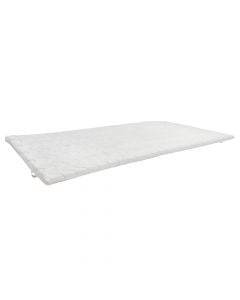 Mbishtresë dysheku, tek, sfungjer pu, mikrofibër, e bardhë, 90x190x3 cm