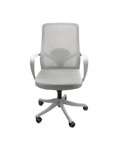 Office chair, mesh backrest, fabric cover seat, PP armrest, nylon base and casters, grey
