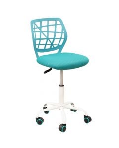 Office chair, metal structure, nylon castor, textile seat (cyan), PP back (cyan), 44x40xH74-86 cm