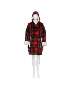 Throw hooded flannel, polyester, red/black, 70xH106 cm
