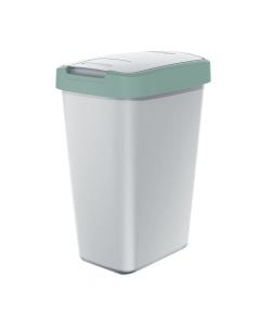 Garbage bin, Compacta, plastic, grey/green, 26x19.5xH37 cm