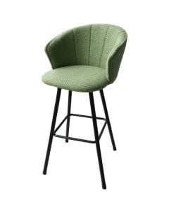 Bar chair, Teddy, textile upholstery, metal legs, green