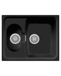 Granite sink, Form 70, 2 pits, black/matte, 61x50x20 cm