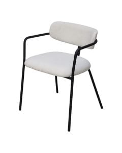Dining chair, metal structure, textile upholstery, white, 52x52.5xH72 cm