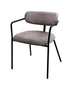 Karrige ngrënie, strukturë metalike, tapiceri tekstili, kafe, 52x52.5xH72 cm