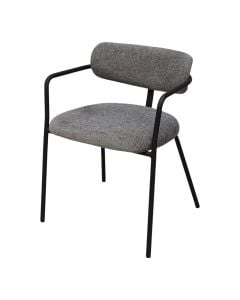 Karrige ngrënie, strukturë metalike, tapiceri tekstili, gri, 52x52.5xH72 cm