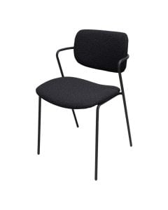 Karrige ngrënie, strukturë metalike, tapiceri tekstili, e zezë, 49.5x55xH79.5 cm