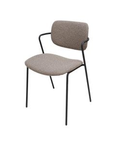 Karrige ngrënie, strukturë metalike, tapiceri tekstili, kafe, 49.5x55xH79.5 cm