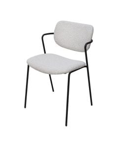 Karrige ngrënie, strukturë metalike, tapiceri tekstili, gri, 49.5x55xH79.5 cm