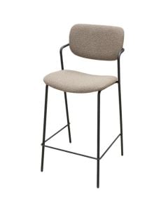 Karrige bari, strukturë metalike, tapiceri tekstili, kafe, 44x51xH97 cm