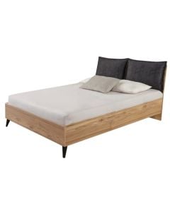 Krevat dopjo, Eti, strukturë melamine, këmbë plastike, kafe/e zezë, 165x211x95 cm