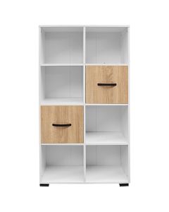 Bookcase, melamine, white/sonoma, 75x30xH138 cm