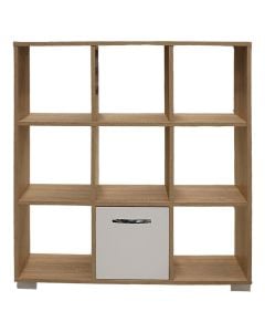 Bookcase, melamine, sonoma/white, 90x25xH99 cm