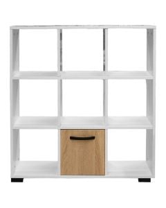 Bookcase, melamine, white/sonoma, 90x25xH99 cm