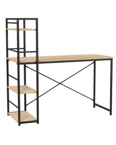 Tavolinë kompjuteri, syprinë melamine, strukturë metalike, lisi, 120x52xH120 cm