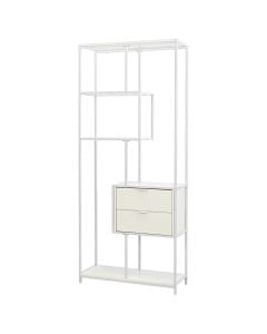 Raft shumëfunksional, syprinë melamine, strukturë metalike, e bardhë , 80x30xH190 cm