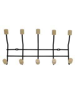 Clothes hanger, 5 hooks, metal, black/brown, 29.5x7xH14 cm