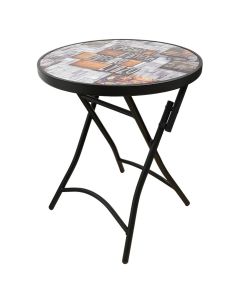 Round table, glass, metallic structure, Dia.60xH70 cm