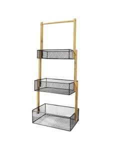 Multifunctional shelf, bamboo/metal, natural/beige, 32x20xH74 cm