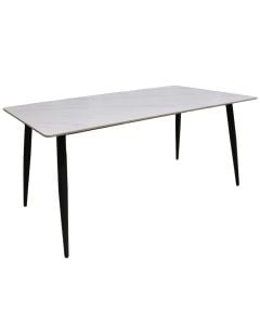 Dining table, sintered stone tabletop, metal legs, white, 90x160 cm