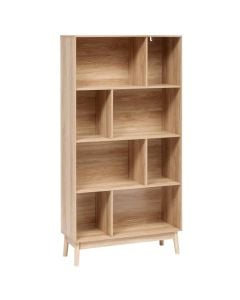 Bookshelf with 8 compartments, Abana, MDF, natural, 80x30xH160 cm