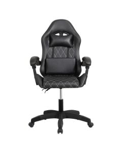 Study chair, PVC leather cover, 320 mm nylon base, nylon castors, tilt mechanism (135 degree), black, 65x49xH105-115 cm