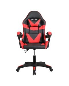 Study chair, PVC leather cover, 320 mm nylon base, nylon castors, tilt mechanism (135 degree), black/red, 65x49xH105-115 cm