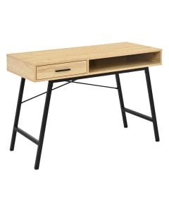 Tavolinë studimi, melaminë, këmbë metalike, lisi, 110x48xH76 cm