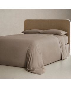 Çarçaf set, dopjo, 100% poliestër, kafe, 240x260 cm (pa llastik); 160x200+30 cm (me llastik); 50x80+10 cm(2)