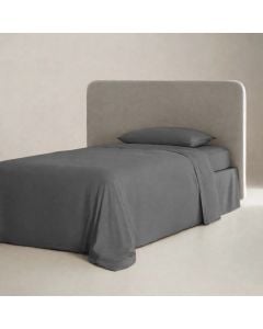 Çarçaf set, tek, 100% poliestër, gri e errët, 160x240 cm (pa llastik); 90x200+30 cm (me llastik); 50x80+10 cm