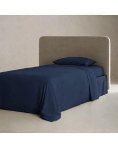 Çarçaf set, tek, 100% poliestër, blu e errët, 160x240 cm (pa llastik); 90x200+30 cm (me llastik); 50x80+10 cm
