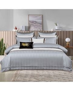 Duvet cover double set, polyester+saten strip, grey, 220x240 cm; 160x200 cm; 50x70 cm (x2)