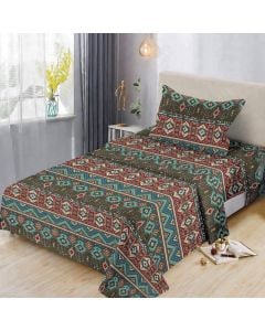 Single bedlinen set, polyester, with multicolor design, 160x230 cm; 900x200+30 cm (fitted); 50x70 cm