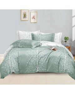 Duvet cover double set, polyester, white/grey, 220x240 cm; 160x200+30 cm (fitted); 50x75 cm