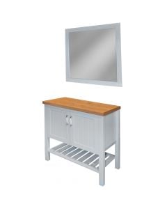 Set cabinet+basin+mirror, Cabinet: 80x46xH76 cm; Mirror: 60x75 cm; MDF & Porcelain & Mirror