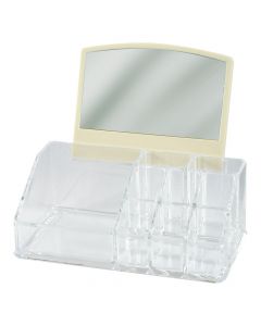 Cosmetic cases, plastic, 9 spaces, 15x17.3x10 cm, transparent
