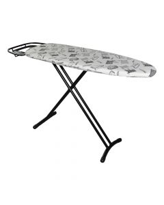 Tavoline hekurosje, MAGDALENA, kembe metalike te zeze, mbulese 100% pambuk dhe 10mm sfungjer, e bardhe, 110x35xH83 cm