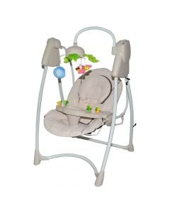 Baby relax chair with music, metal and plastic, beige, 66x87xH94 cm