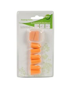 Earplugs foam, 9.5x2x17.5 cm, orange, 8 pieces