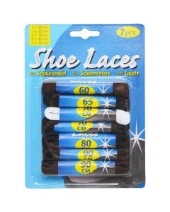Shoe laces, textil, black, 7 pieces
