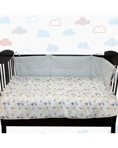 Jorgan për fëmijë dhe anësore krevati, filtër, 100% pambuk, blu, 120x150 cm; 60x60x60 cm